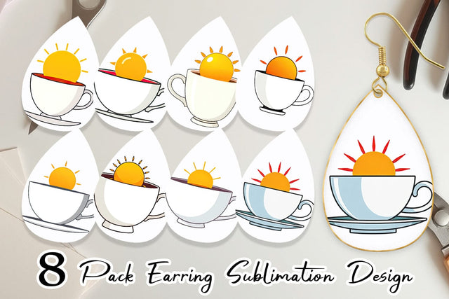 Earring Teacup Sun Sublimation artnoy 