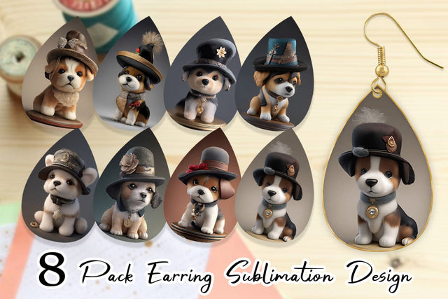 Earring Teardrop 3D Dog Sublimation artnoy 