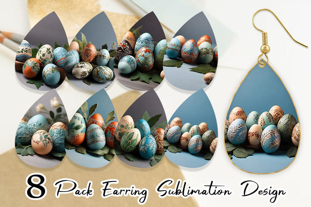 Earring Teardrop 3D Easter Eggs Sublimation artnoy 