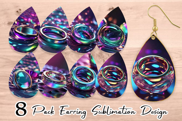 Earring Teardrop 3D Holographic Shape Sublimation artnoy 