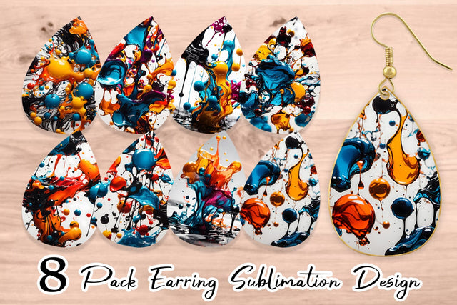Earring Teardrop 3D Ink Liquid Sublimation artnoy 