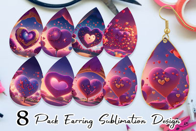 Earring Teardrop 3D Love Vibrant Sublimation artnoy 