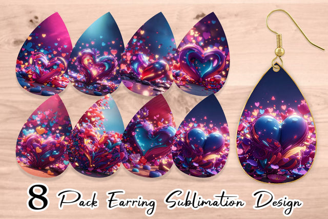Earring Teardrop 3D Vibrant Love Sublimation artnoy 