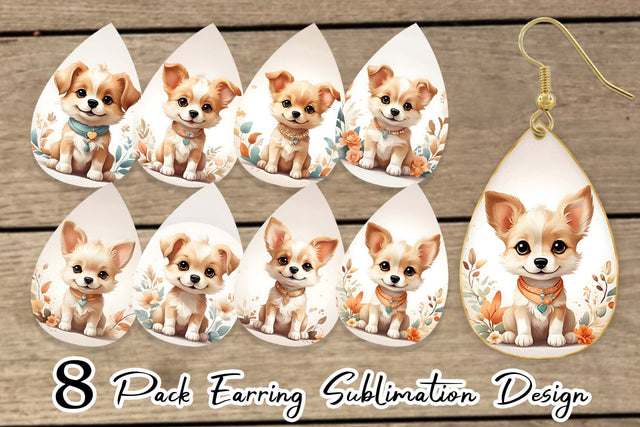 Earring Teardrop Adorable Cute Dog Sublimation artnoy 