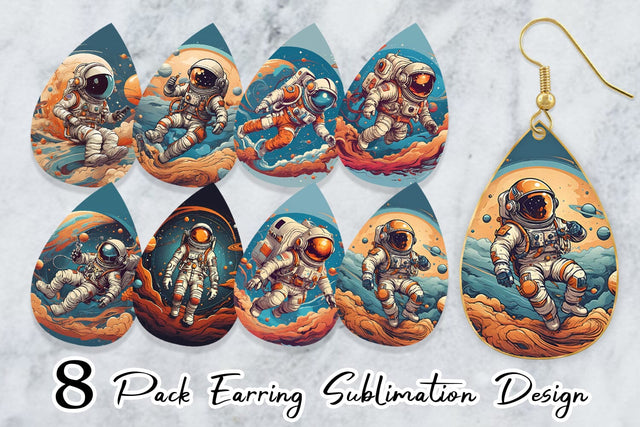 Earring Teardrop Astronaut Illustration Sublimation artnoy 
