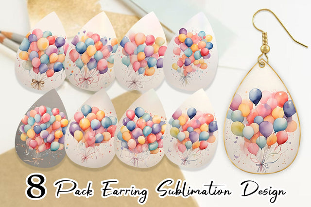 Earring Teardrop Balloon Bouquet Sublimation artnoy 