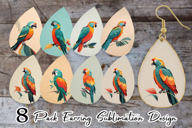 Earring Teardrop Boho Bird Parrot Sublimation artnoy 