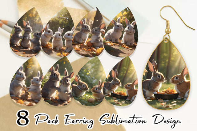 Earring Teardrop Bunny on Summer Sublimation artnoy 