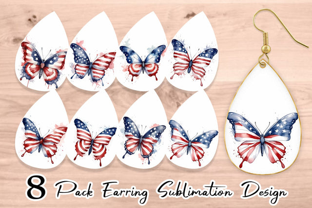 Earring Teardrop Butterfly 4th of July Sublimation artnoy 