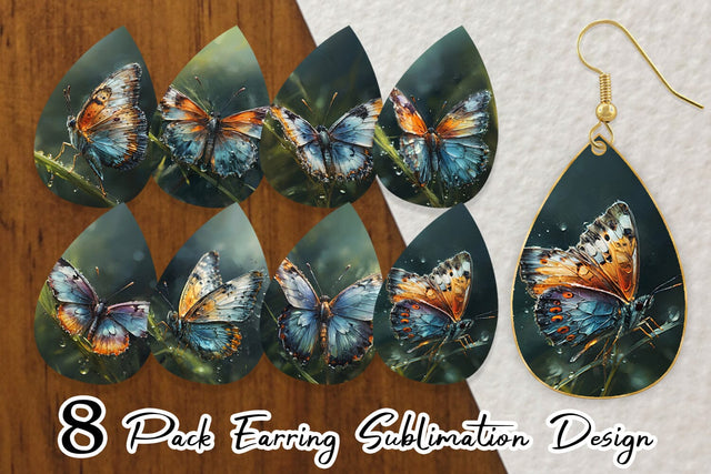 Earring Teardrop Butterfly Illustration Sublimation artnoy 