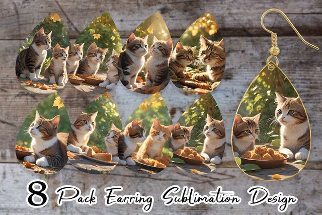 Earring Teardrop Cat on Summer Sublimation artnoy 