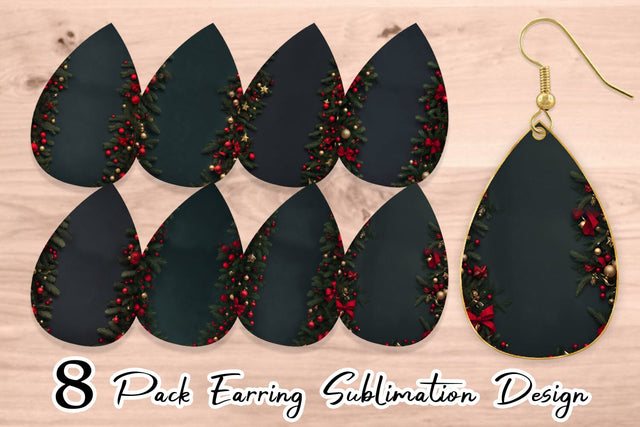 Earring Teardrop Christmas Background Sublimation artnoy 