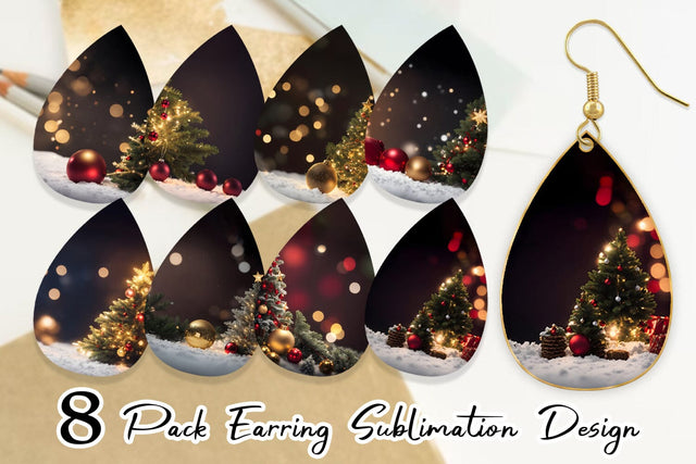 Earring Teardrop Christmas Bokeh Sublimation artnoy 