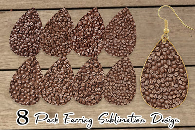 Earring Teardrop Coffee Beans Pattern Sublimation artnoy 