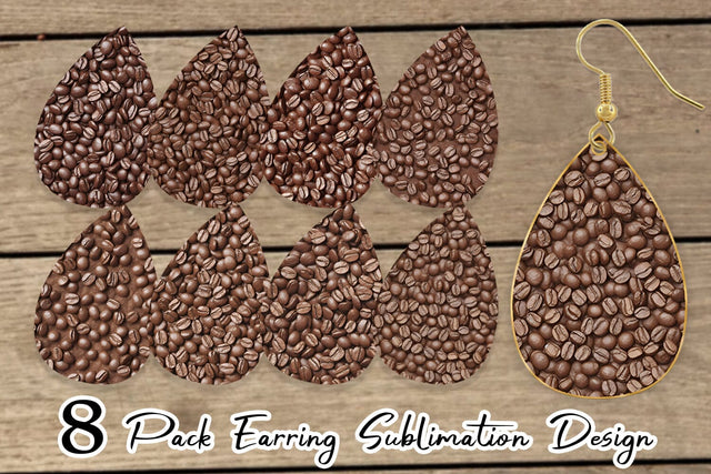 Earring Teardrop Coffee Beans Pattern Sublimation artnoy 
