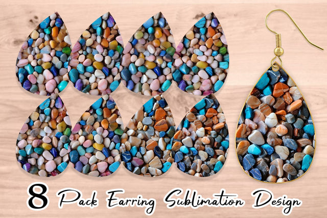 Earring Teardrop Colorful Stone Pattern Sublimation artnoy 