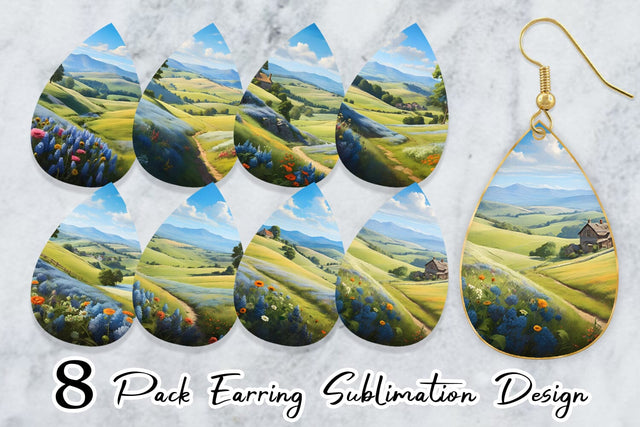 Earring Teardrop Countryside Summer Sublimation artnoy 
