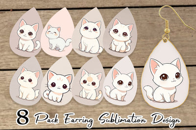 Earring Teardrop Cute Cartoon Cat Sublimation artnoy 
