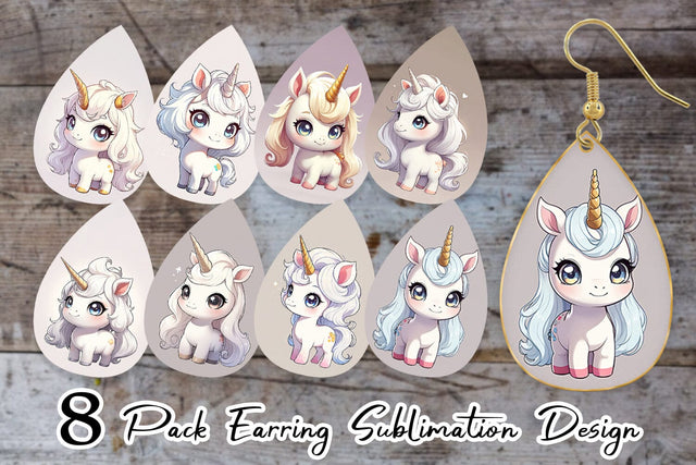 Earring Teardrop Cute Unicorn Sublimation artnoy 
