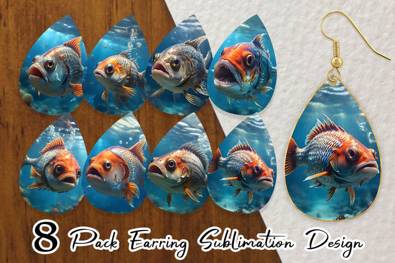 Earring Teardrop Deep Sea Fish Sublimation artnoy 