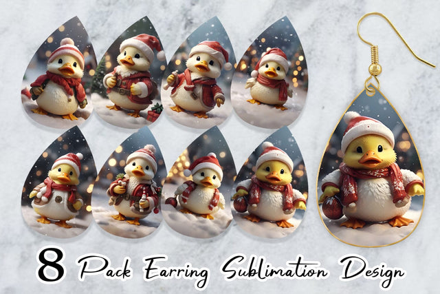 Earring Teardrop Duck Christmas Sublimation artnoy 