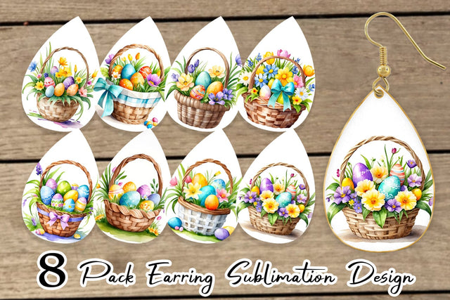 Earring Teardrop Easter Basket Sublimation artnoy 
