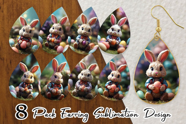 Earring Teardrop Easter Bunny Sublimation artnoy 