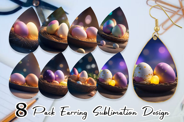 Earring Teardrop Easter Egg Bokeh Sublimation artnoy 