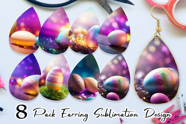 Earring Teardrop Easter Egg Bokeh Sublimation artnoy 