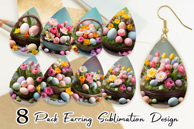 Earring Teardrop Easter Spring Flowers Sublimation artnoy 