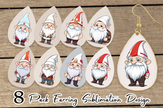 Earring Teardrop Father's Day Gnome Sublimation artnoy 