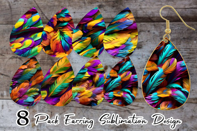 Earring Teardrop Feathers Mardi Gras Sublimation artnoy 