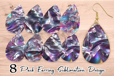 Earring Teardrop Flowy Holographic Sublimation artnoy 
