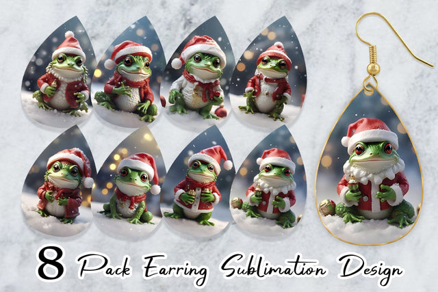 Earring Teardrop Frog Christmas Sublimation artnoy 