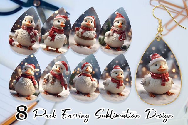 Earring Teardrop Goose Christmas Sublimation artnoy 