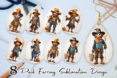 Earring Teardrop Halloween Scarecrow Sublimation artnoy 