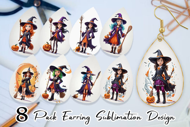 Earring Teardrop Halloween Witch Sublimation artnoy 