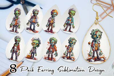 Earring Teardrop Halloween Zombie Sublimation artnoy 