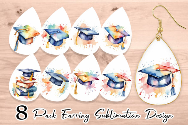 Earring Teardrop Hat Graduation Sublimation artnoy 