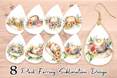 Earring Teardrop Hat Summer Sublimation artnoy 