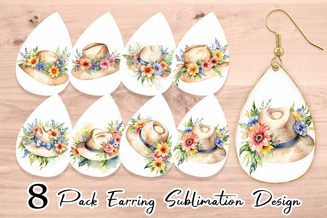 Earring Teardrop Hat Summer Sublimation artnoy 