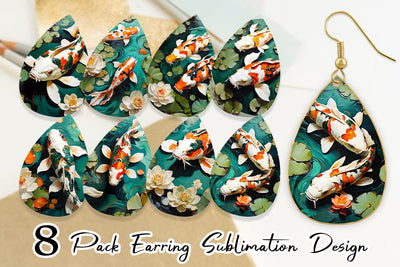 Earring Teardrop Koi Fish Sublimation artnoy 