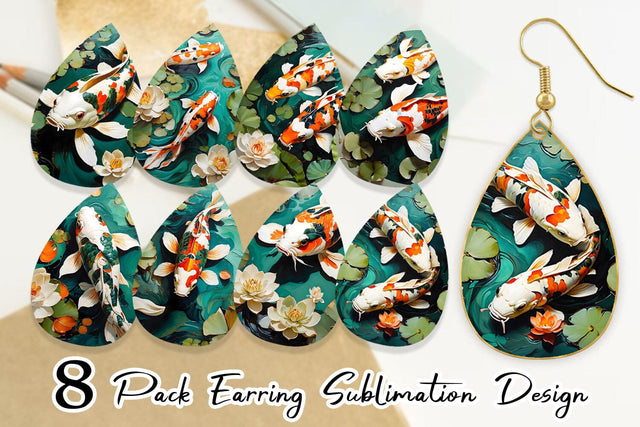 Earring Teardrop Koi Fish Sublimation artnoy 