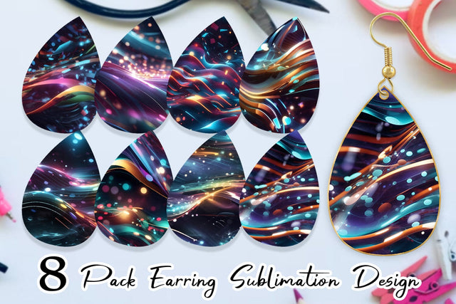 Earring Teardrop Light Motion Pattern Sublimation artnoy 