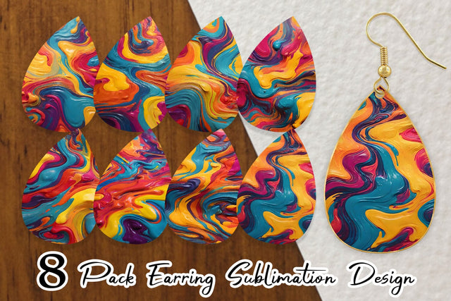 Earring Teardrop Liquid Multicolor Sublimation artnoy 