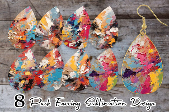 Earring Teardrop Multicolor Painting Sublimation artnoy 