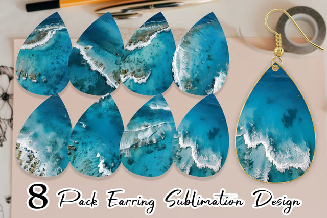 Earring Teardrop Ocean Surface Sublimation artnoy 