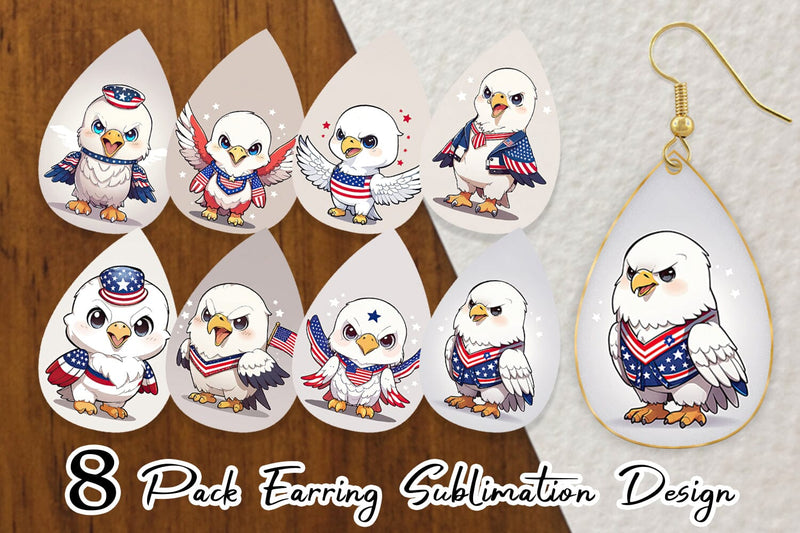 Earring Teardrop Patriotic Eagle Sublimation artnoy 