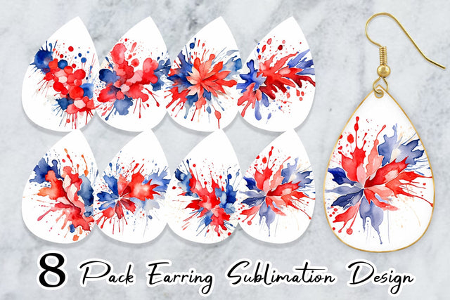 Earring Teardrop Patriotic Splash Sublimation artnoy 
