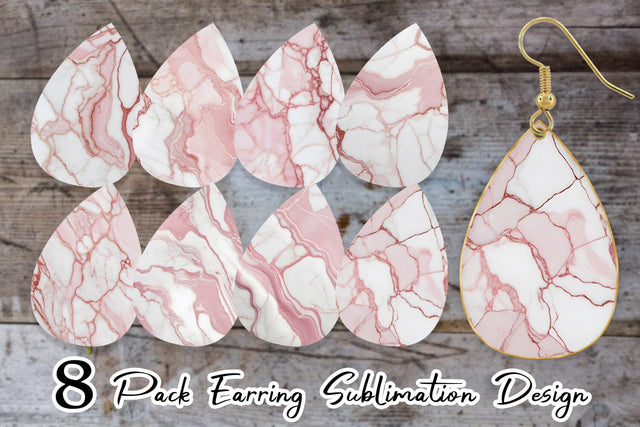 Earring Teardrop Pink Marble Texture Sublimation artnoy 
